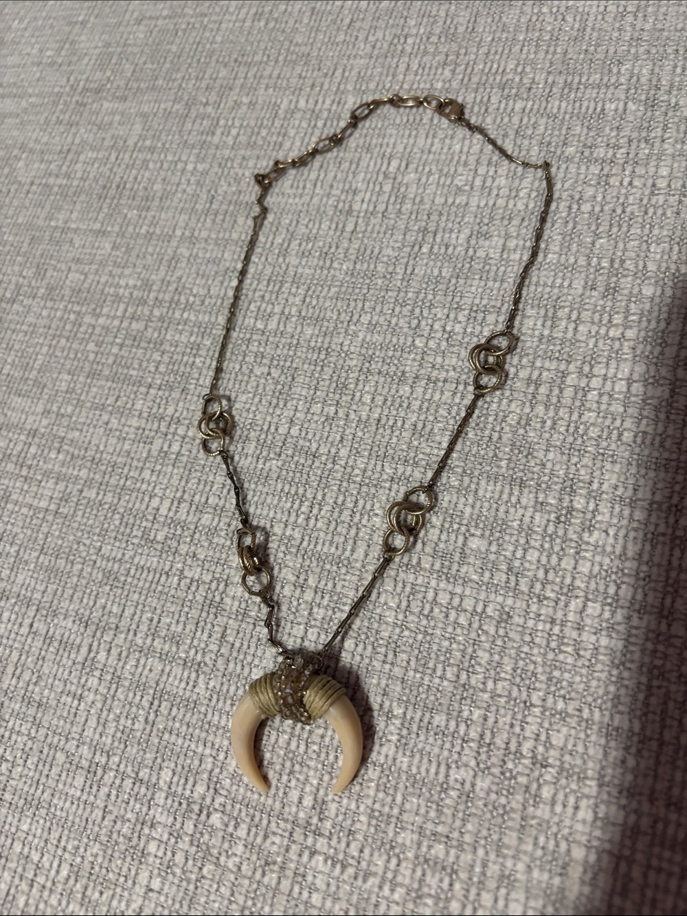 Delicate Ivory Crescent Horn Pendant Necklace - Women Jewelry